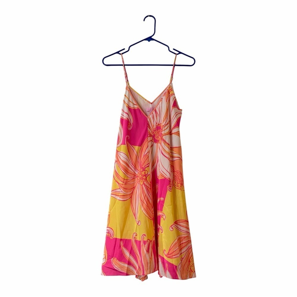 Lilly Pulitzer Clara Silk Dress Small Just A Splash Print Floral Slip Dress - Picture 3 of 7